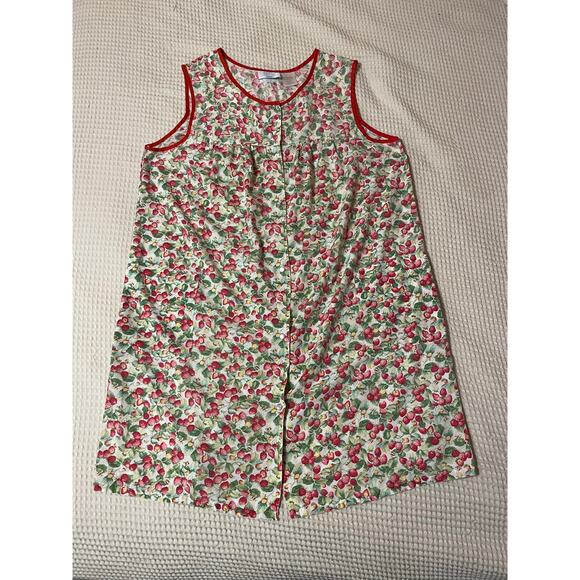 Ashley Taylor Intimates Plus Strawberry Print Button Up Mumu Nightgown Size 1X - Picture 14 of 14
